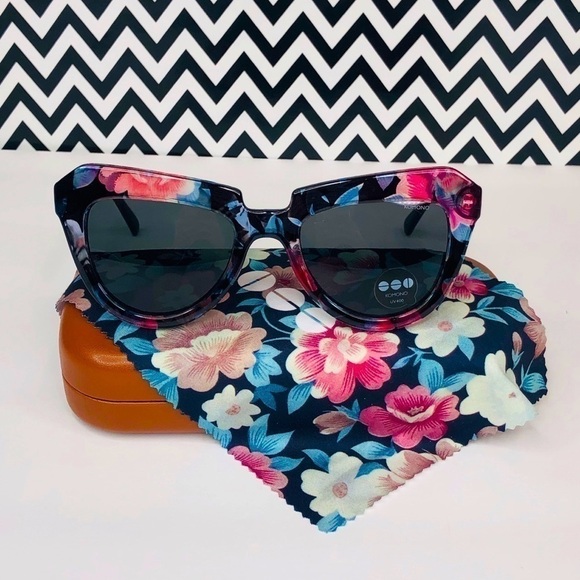 New KOMONO sunglasses cateye Stella Floral black pink - Picture 3 of 11